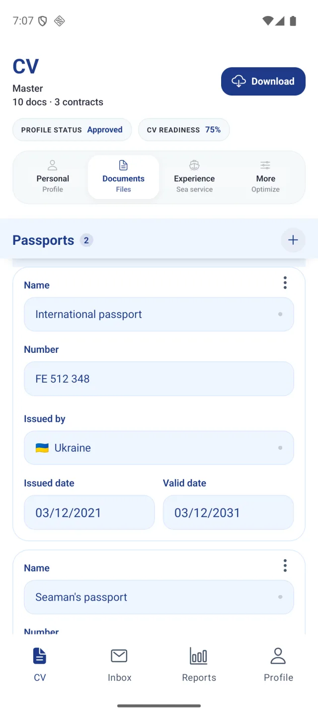 Marine Helper app screen