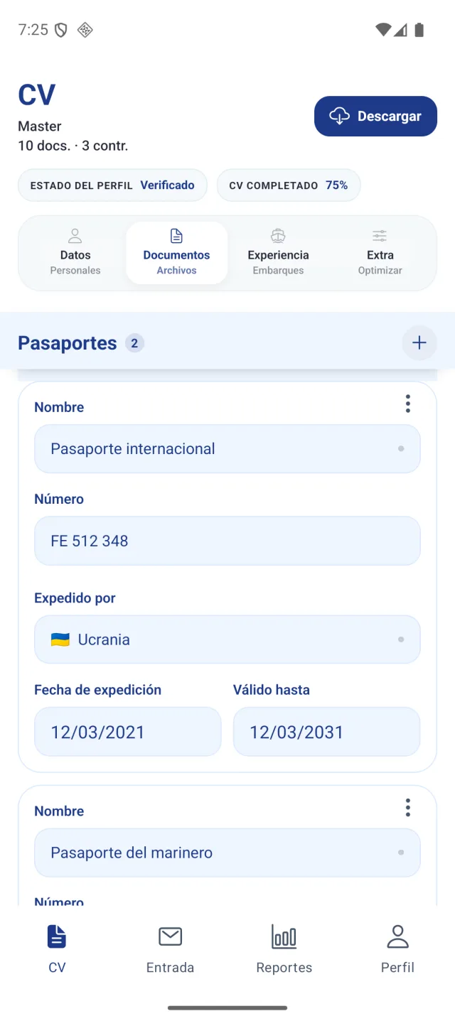 Pantalla de la aplicación Marine Helper