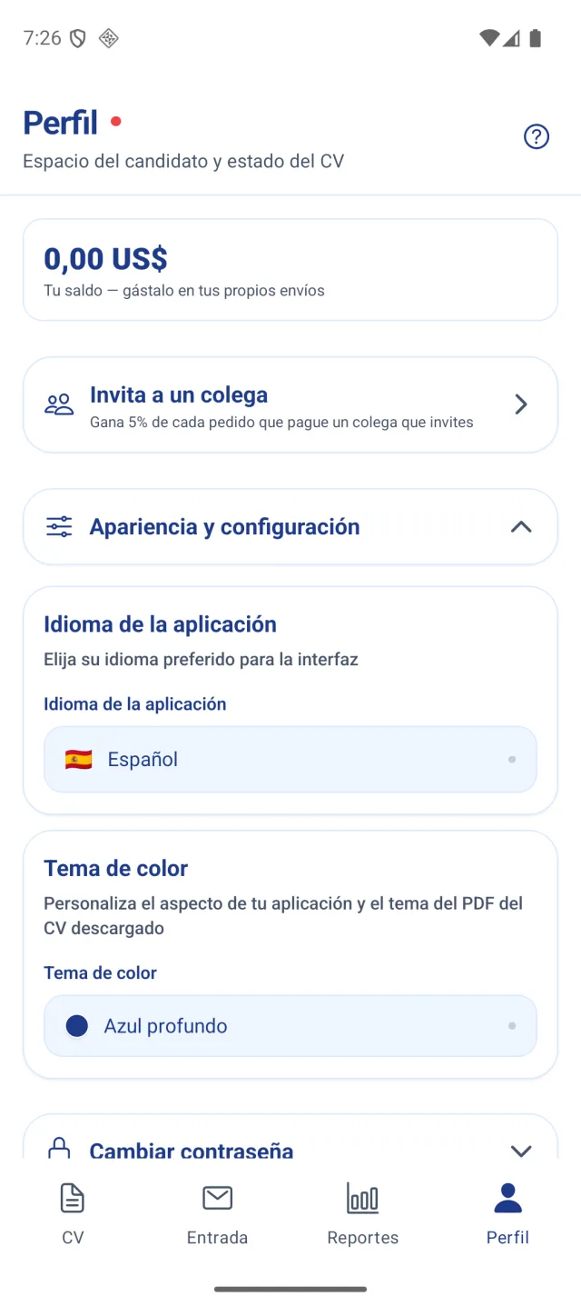 Pantalla de la aplicación Marine Helper