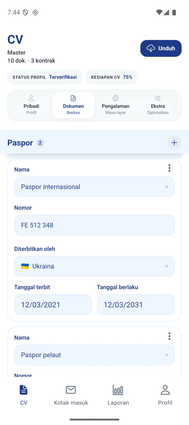 Layar aplikasi Marine Helper