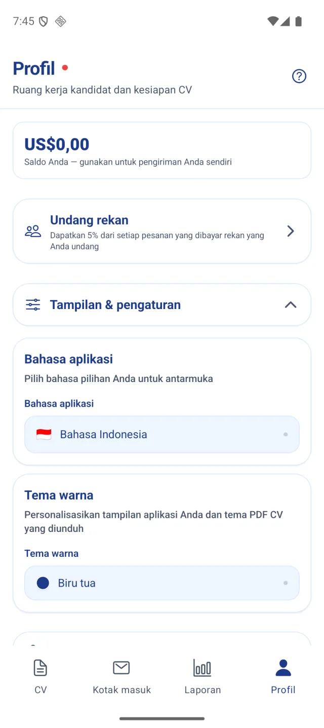 Layar aplikasi Marine Helper