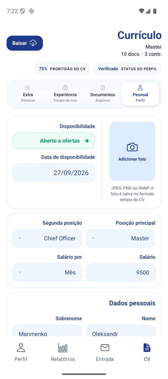 Tela do app Marine Helper