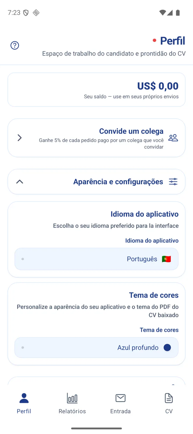 Tela do app Marine Helper