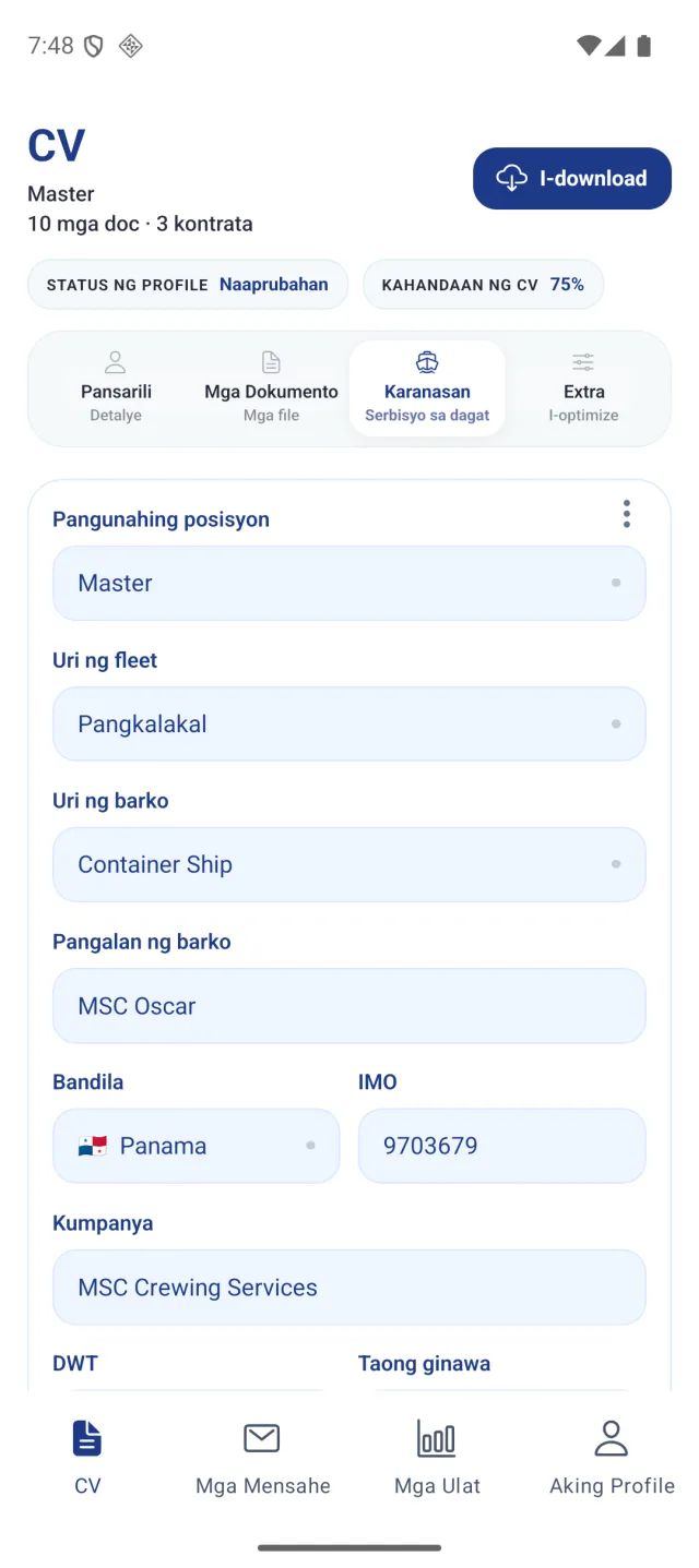 Screen ng Marine Helper app