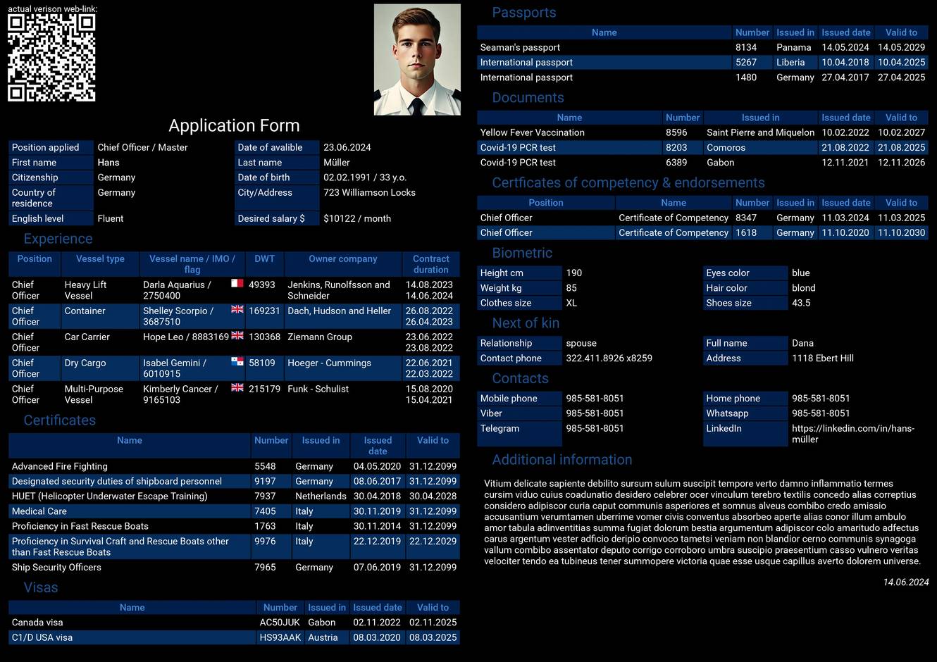 Beispiel Seemanns-Formular