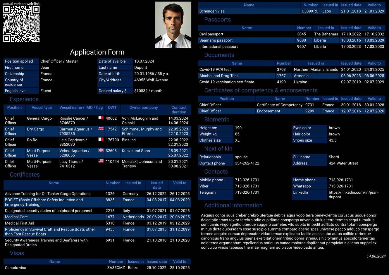 Exemple de CV de marin