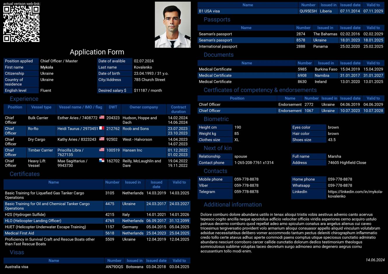 Завантажити анкету моряка Зразок анкети моряка