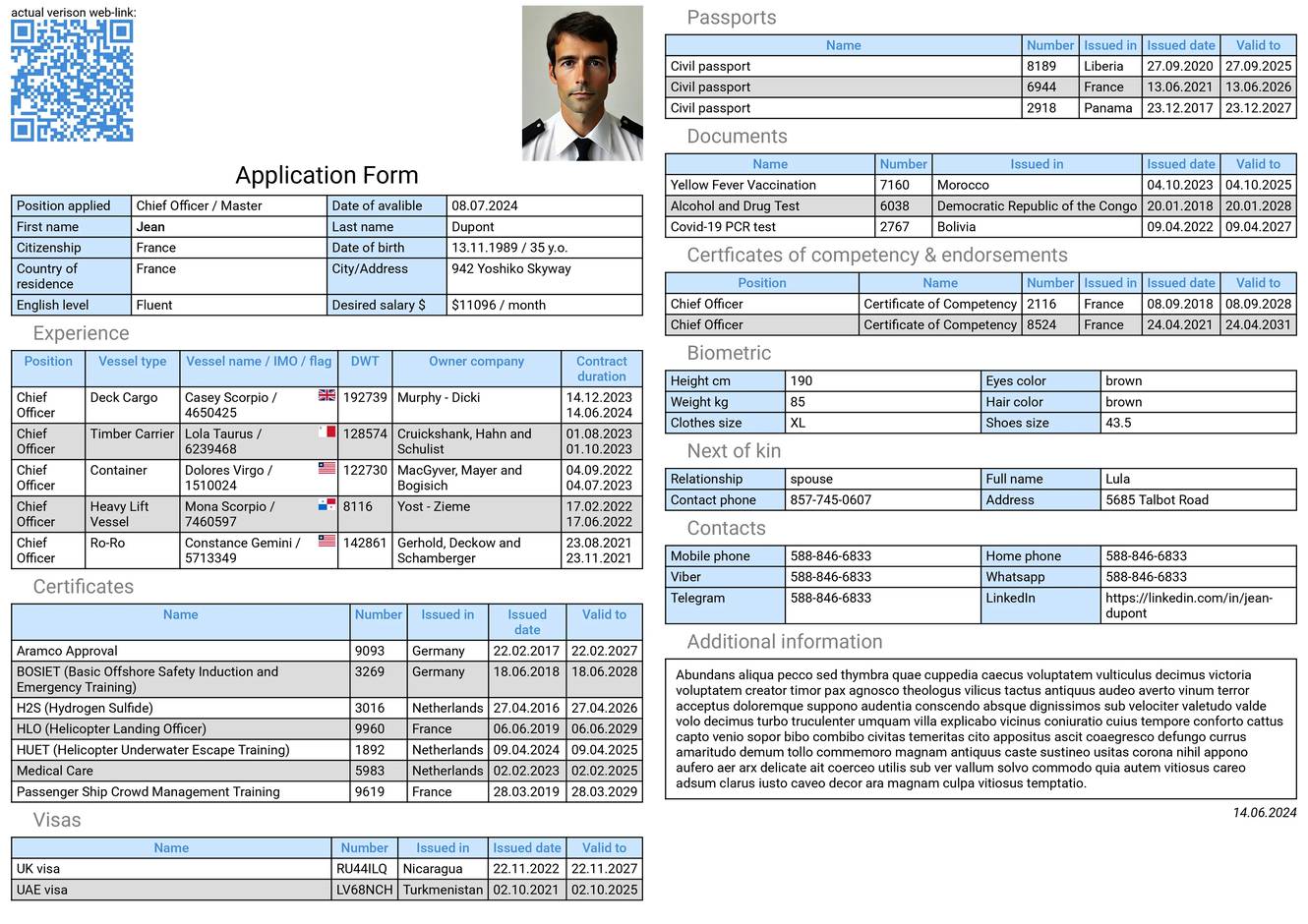 Exemple de CV de marin
