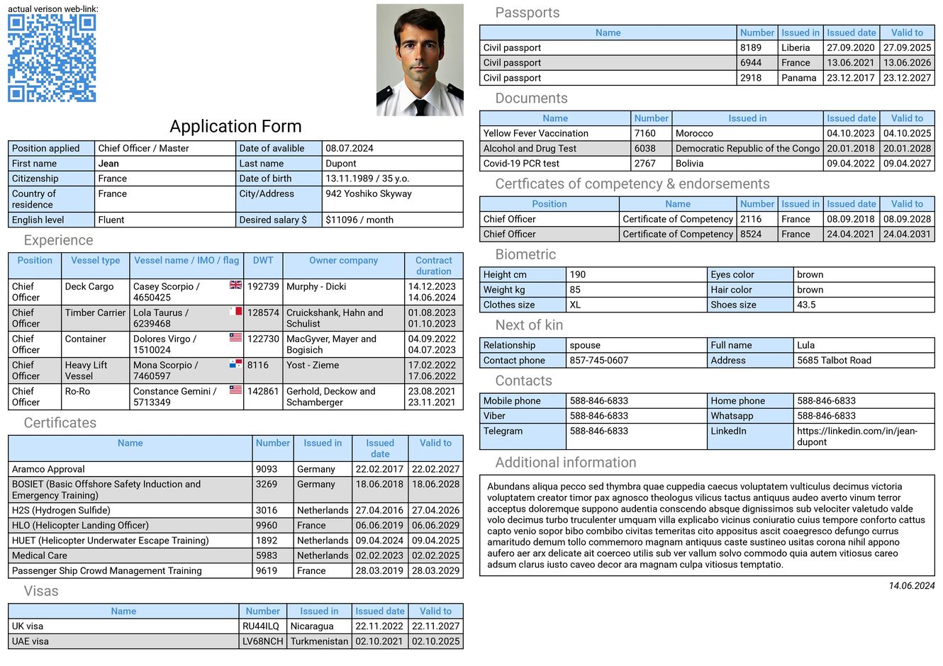 Exemple de CV de marin
