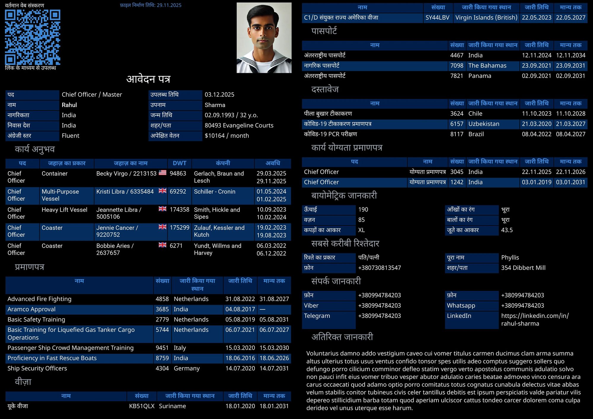 नाविक CV संरचना