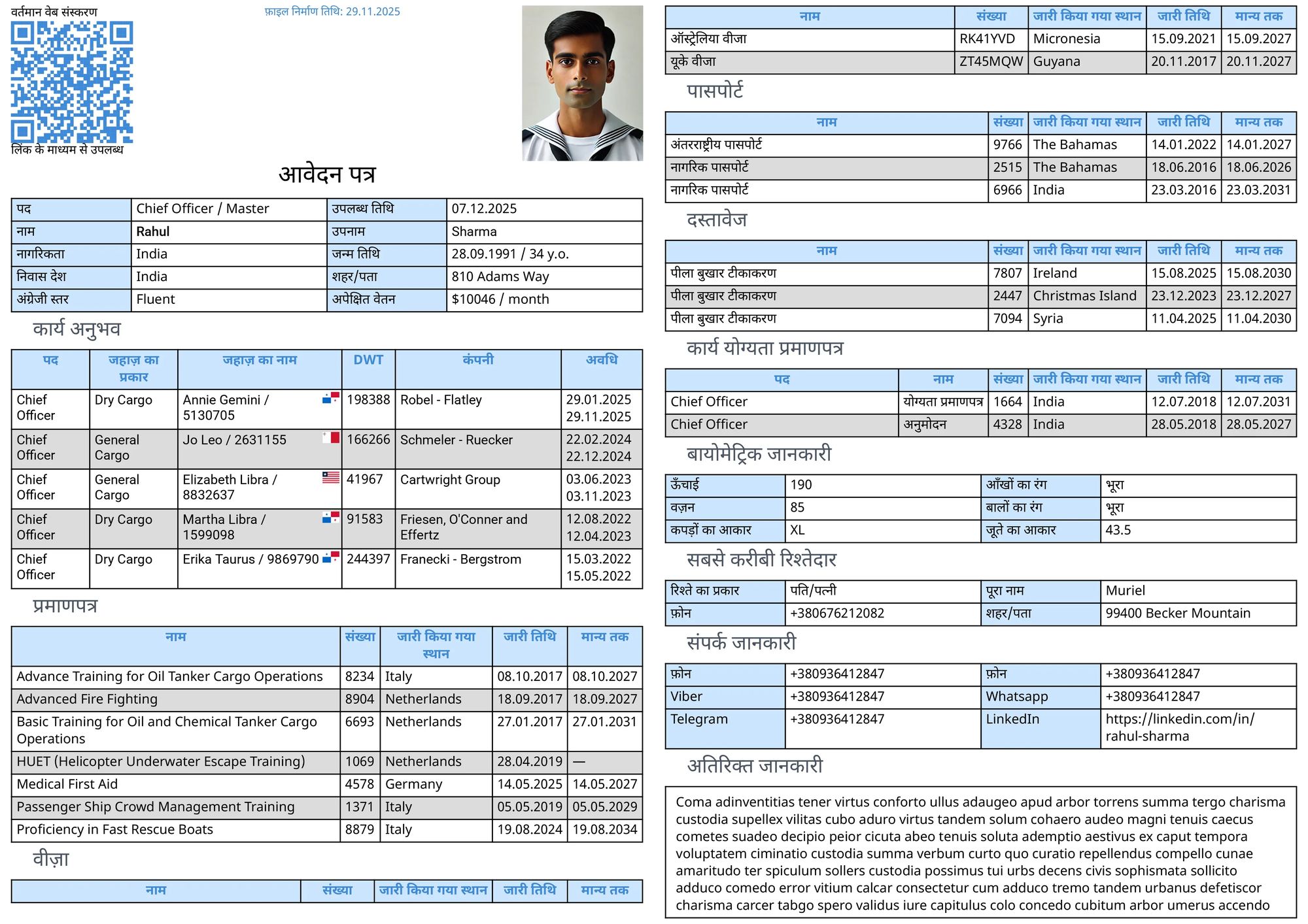 नाविक CV संरचना