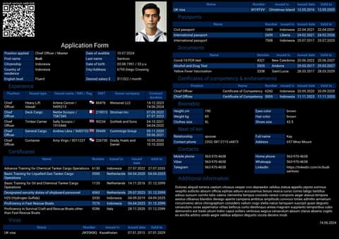 Unduh formulir pelaut Contoh formulir pelaut