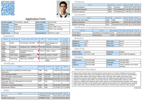 Contoh formulir pelaut