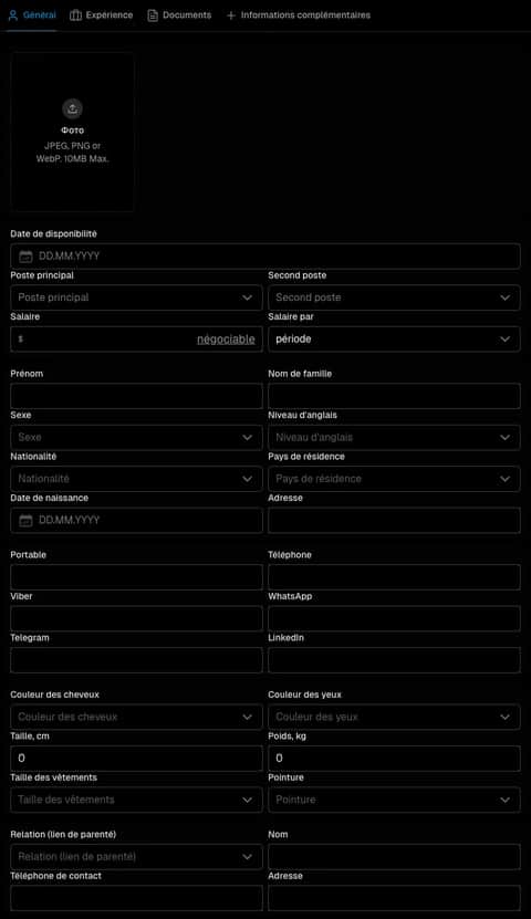 Light theme Classic application form