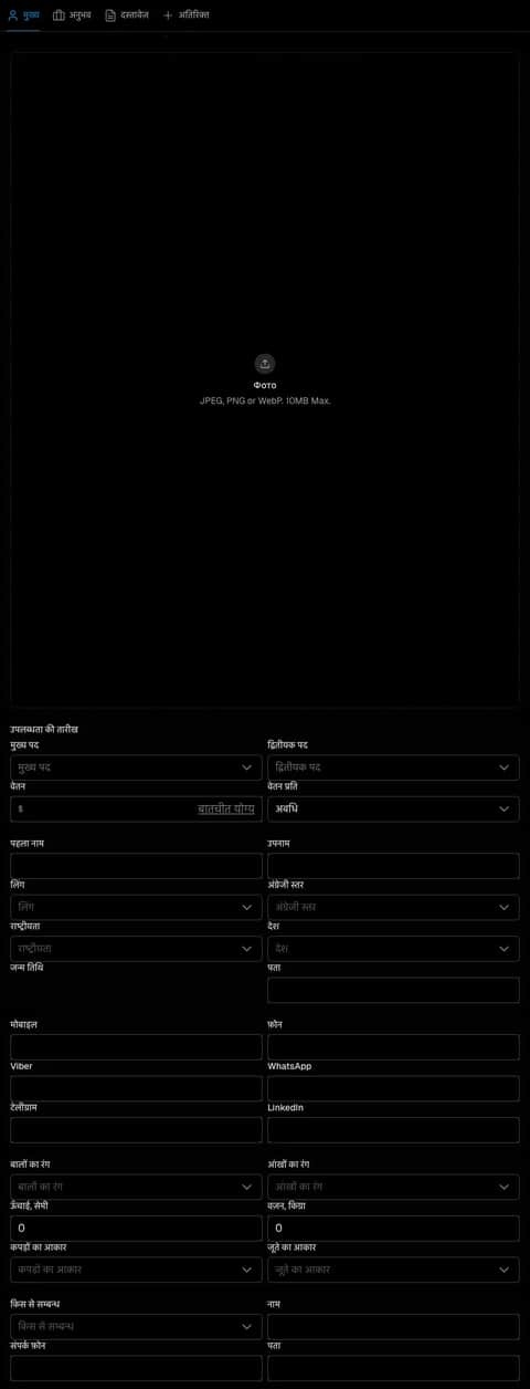 Light theme Classic application form