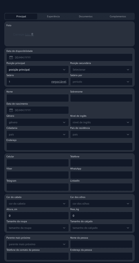 Formulário ou online Word ou currículo online