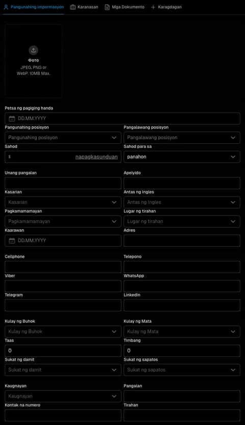 Light theme Classic application form